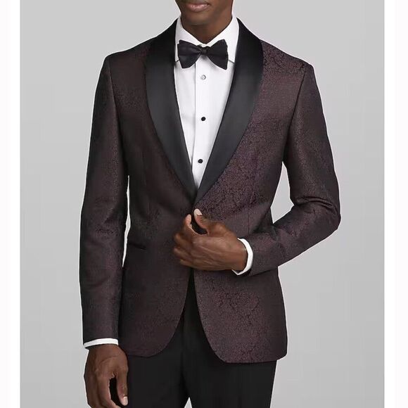 Jos A Bank Floral Formal Dinner Jacket Blazer 40R Slim Fit D070448 16U0 - Picture 1 of 9